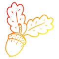 A creative warm gradient line drawing cartoon acorn