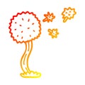 A creative warm gradient line drawing cartoon blowing dandelion