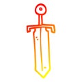 A creative warm gradient line drawing cartoon bronze sword