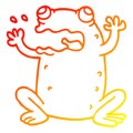 A creative warm gradient line drawing cartoon burping toad