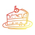 A creative warm gradient line drawing cartoon cake