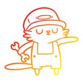 A creative warm gradient line drawing cartoon cat builder Royalty Free Stock Photo