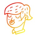 A creative warm gradient line drawing cartoon content face