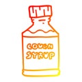 A creative warm gradient line drawing cartoon cough syrup