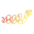 A creative warm gradient line drawing cartoon crawling snake