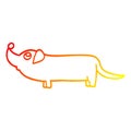 A creative warm gradient line drawing cartoon dachshund