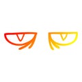 A creative warm gradient line drawing cartoon evil eyes