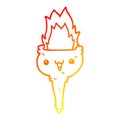 A creative warm gradient line drawing cartoon flaming chalice Royalty Free Stock Photo