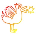 A creative warm gradient line drawing cartoon flapping duck Royalty Free Stock Photo