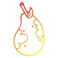 A creative warm gradient line drawing cartoon fresh pear