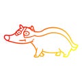 A creative warm gradient line drawing cartoon friendly badger