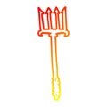 A creative warm gradient line drawing cartoon gold trident Royalty Free Stock Photo