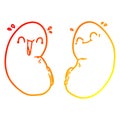 A creative warm gradient line drawing cartoon happy kidneys