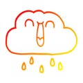 A creative warm gradient line drawing cartoon happy rain cloud