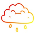 A creative warm gradient line drawing cartoon happy rain cloud