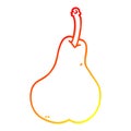 A creative warm gradient line drawing cartoon healthy pear