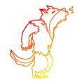 A creative warm gradient line drawing cartoon howling werewolf Royalty Free Stock Photo