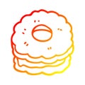 A creative warm gradient line drawing cartoon jammy biscuit Royalty Free Stock Photo