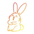 A creative warm gradient line drawing cartoon laughing bunny rabbit