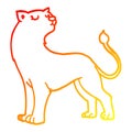 A creative warm gradient line drawing cartoon lioness