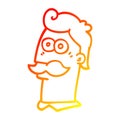 A creative warm gradient line drawing cartoon man with moustache