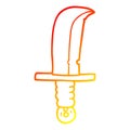 A creative warm gradient line drawing cartoon of an old bronze sword Royalty Free Stock Photo