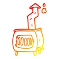 A creative warm gradient line drawing cartoon old wood burner Royalty Free Stock Photo