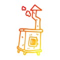 A creative warm gradient line drawing cartoon old wood burner Royalty Free Stock Photo