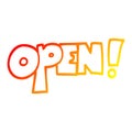A creative warm gradient line drawing cartoon open sign Royalty Free Stock Photo