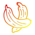 A creative warm gradient line drawing cartoon pair of bananas