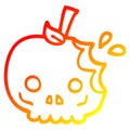 A creative warm gradient line drawing cartoon red poison apple