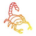 A creative warm gradient line drawing cartoon scorpion