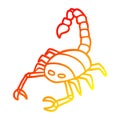 A creative warm gradient line drawing cartoon scorpion