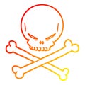 A creative warm gradient line drawing cartoon skull and crossbones Royalty Free Stock Photo