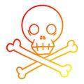 A creative warm gradient line drawing cartoon skull and crossbones Royalty Free Stock Photo