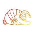 A creative warm gradient line drawing cartoon sleeping elephant in pajamas