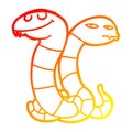 A creative warm gradient line drawing cartoon snakes