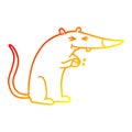A creative warm gradient line drawing cartoon sneaky rat