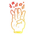 A creative warm gradient line drawing cartoon spooky magic hand