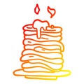 A creative warm gradient line drawing cartoon stack of pancakes