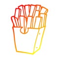 A creative warm gradient line drawing cartoon takeout fries