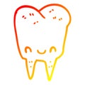 A creative warm gradient line drawing cartoon tooth