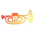 A creative warm gradient line drawing cartoon trumpet