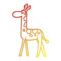 A creative warm gradient line drawing cartoon walking giraffe