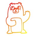 A creative warm gradient line drawing cartoon wide eyed bear