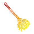 A creative warm gradient line drawing cartoon witches broomstick