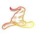 A creative warm gradient line drawing cartoon wizards hat