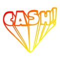 A creative warm gradient line drawing cartoon word cash