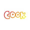 A creative warm gradient line drawing cartoon word cook