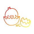 A creative warm gradient line drawing cute cartoon chick hatching from egg Royalty Free Stock Photo